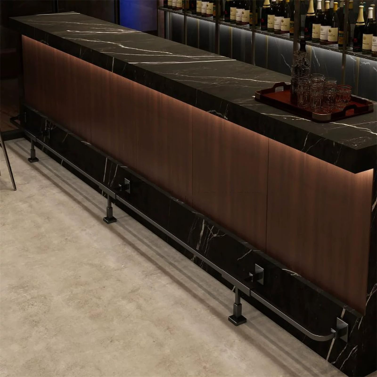 Bar Foot Rail Square Pipe Foot Rest for Bar Counter, Wall Mount Footrest Rail with Brackets & Installation Kit, Undercounter Bar Foot Rest Kick Bar for Commercial Bar/Kitchen Island Use,A,80cm/2.6ft