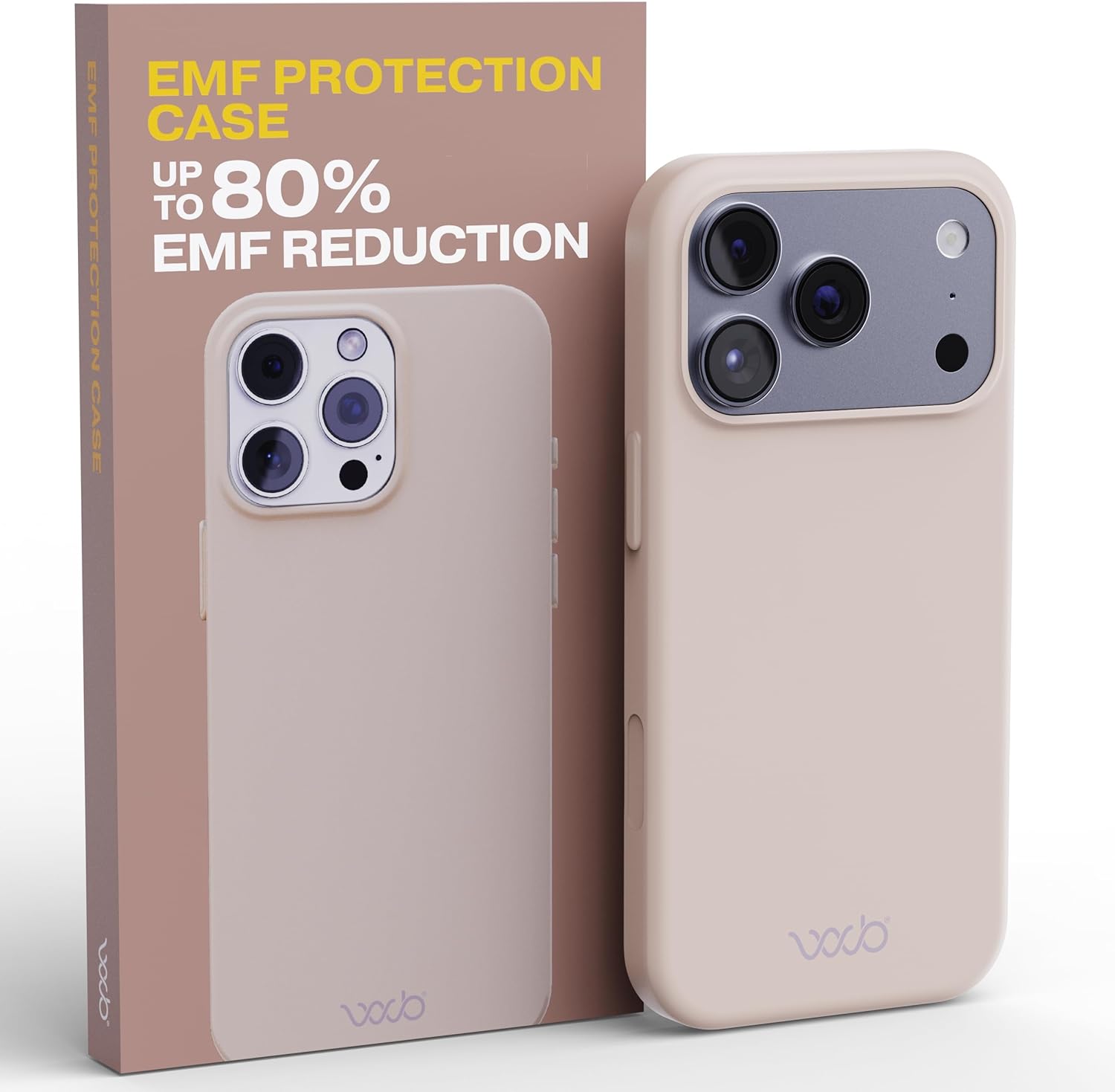 WAVEBLOCK EMF Protection Silicone iPhone Case Compatible with iPhone 17 Pro, Radiation Blocker, 5G Shield Reduction, Lightweight, USA Patented and Tested in FCC Lab, Stone