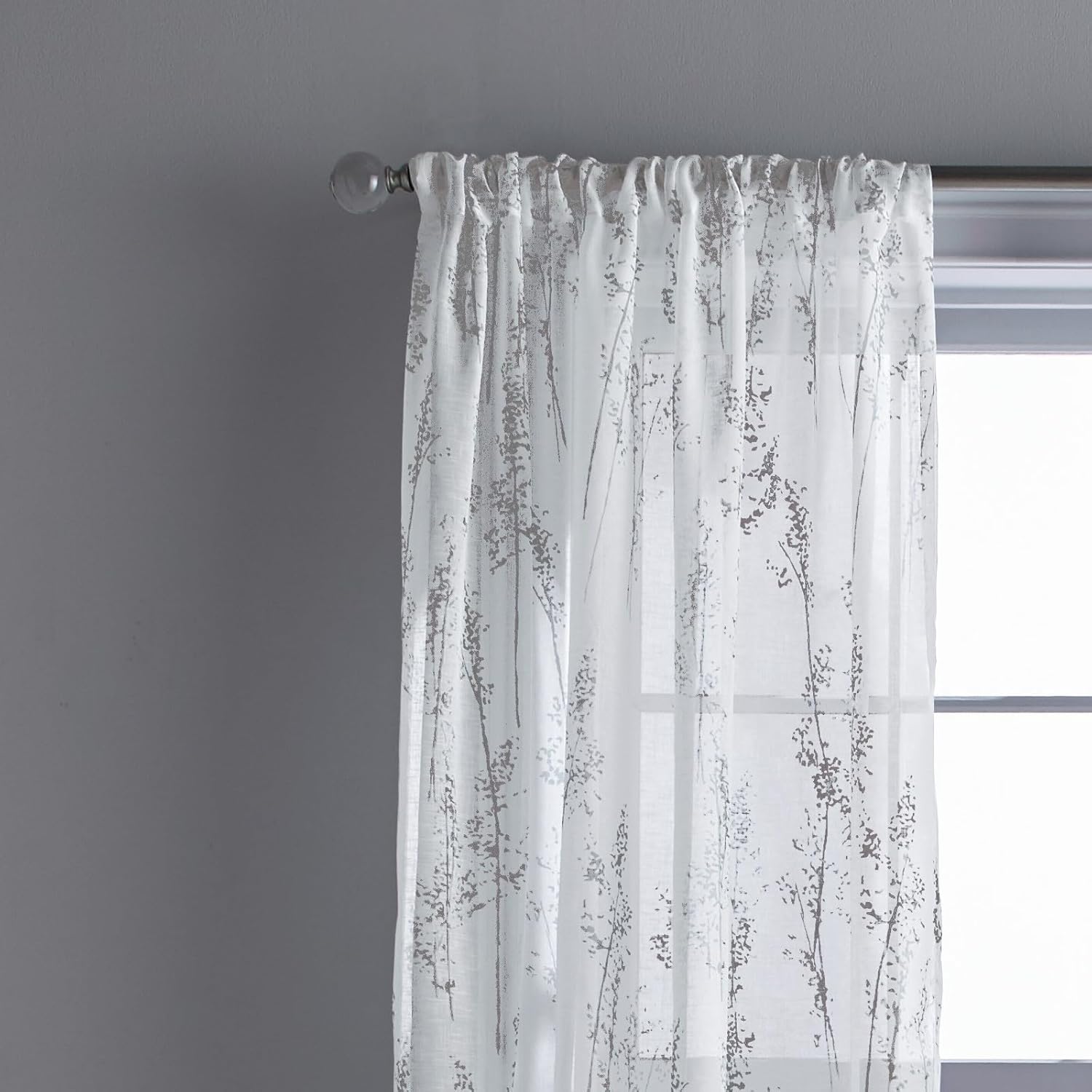 DKNY Whisper Sheer Window Curtain Single Panel, 84-inch, Grey