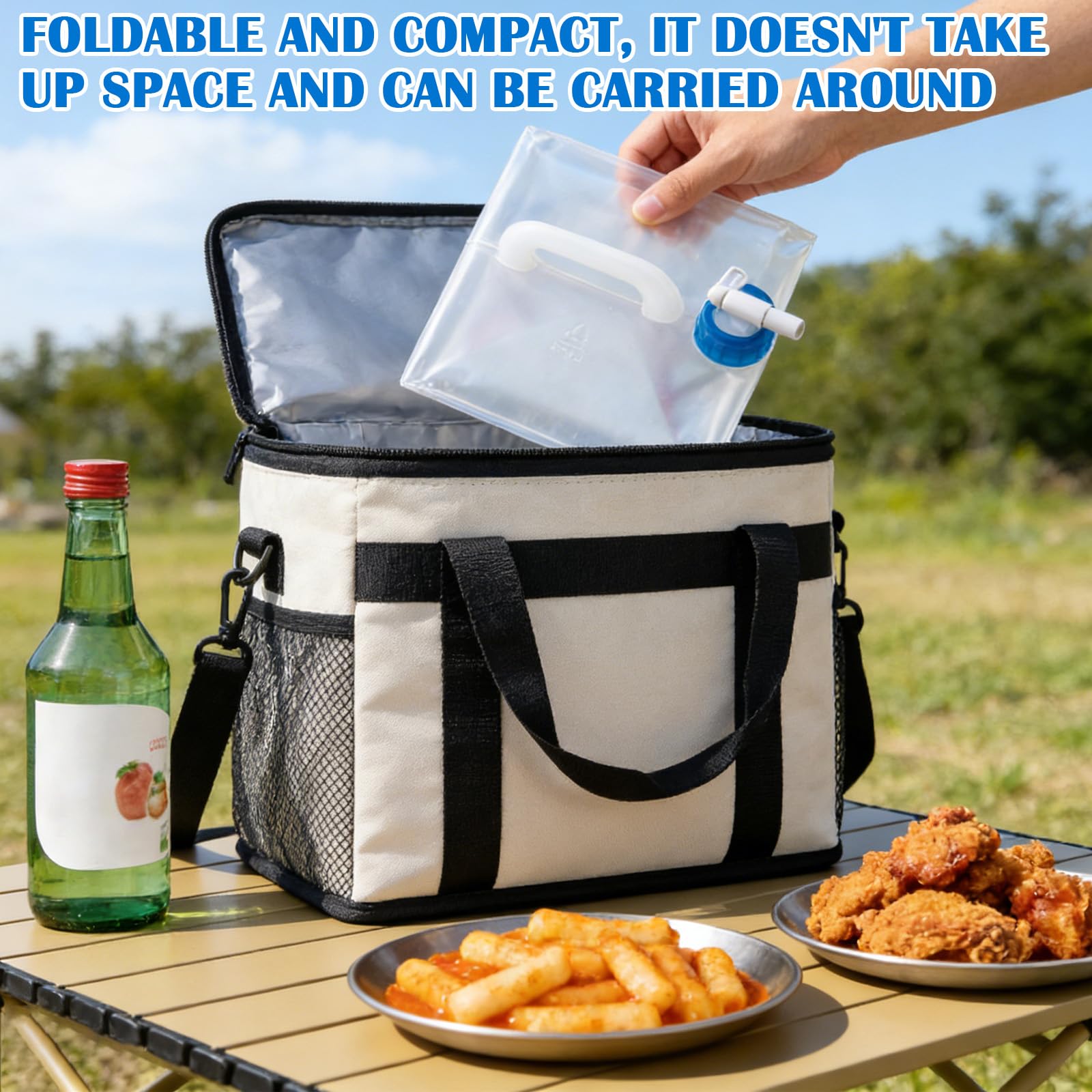Aicharynic Ensemble de 3 bidons d'eau Pliables avec Robinet, réservoir d'eau de 10 L en PE sans BPA, poignée de Transport, Joint étanche, idéal pour Le Camping et la randonnée