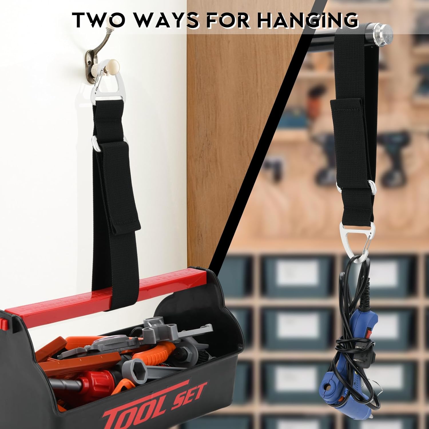2 Packs Easy Released Adjustable Extension Cord Organizer Holder, Hose Rope Storage Straps Wrap for RV Shed Workshop Garage Organization, Gadgets Tools Gifts for Dad Men, Aluminum Buckle for Hanging