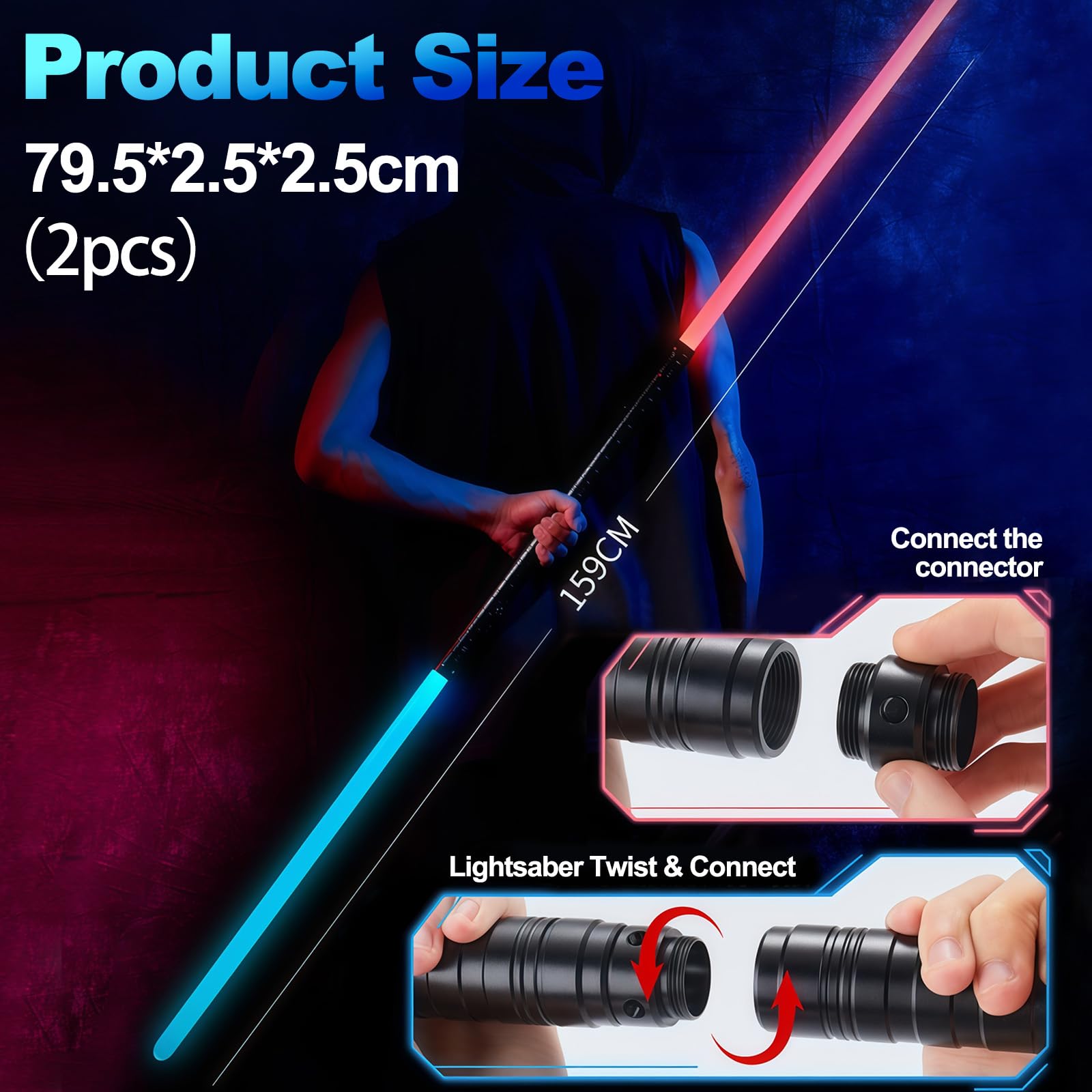 Lightsaber Star Wars, 2025 Upgraded 15 Colors USB RGB LED Light, Rechargeable Light saber with Metal Handle - Image 2