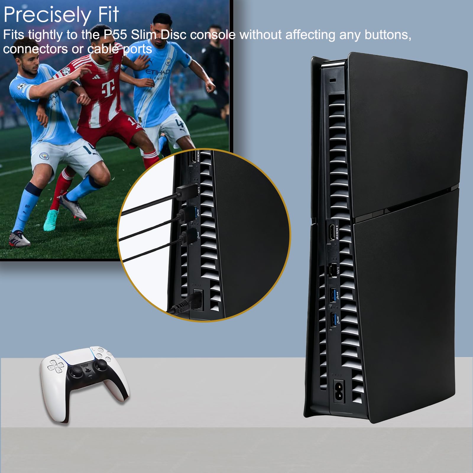 Placas frontales a prueba de golpes para PS5 Slim Disc Edition – Placa de repuesto mate de ABS duro para PlayStation 5, accesorio de consola de disco delgado, a prueba de polvo y antiarañazos, paneles