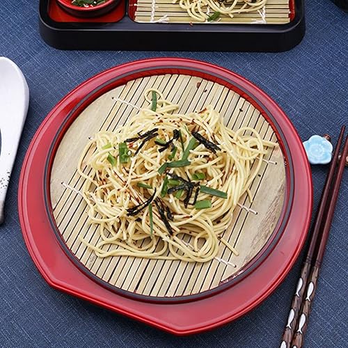 Miniatura 3 de Cabilock Bandeja de té de plato de fideos fríos de estilo japonés que sirve para bocadillos de bambú Mat Almacenamiento Contenedor de vajilla de