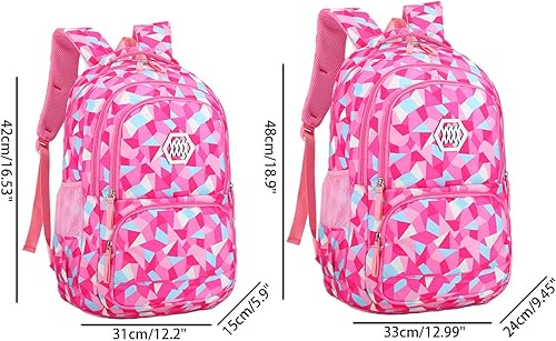 Miniatura 2 de JiaYou Niña Flor Impreso Primaria Junior High University School Bag Bookbag Mochila, 2# Rosa-3pcs, Viajar