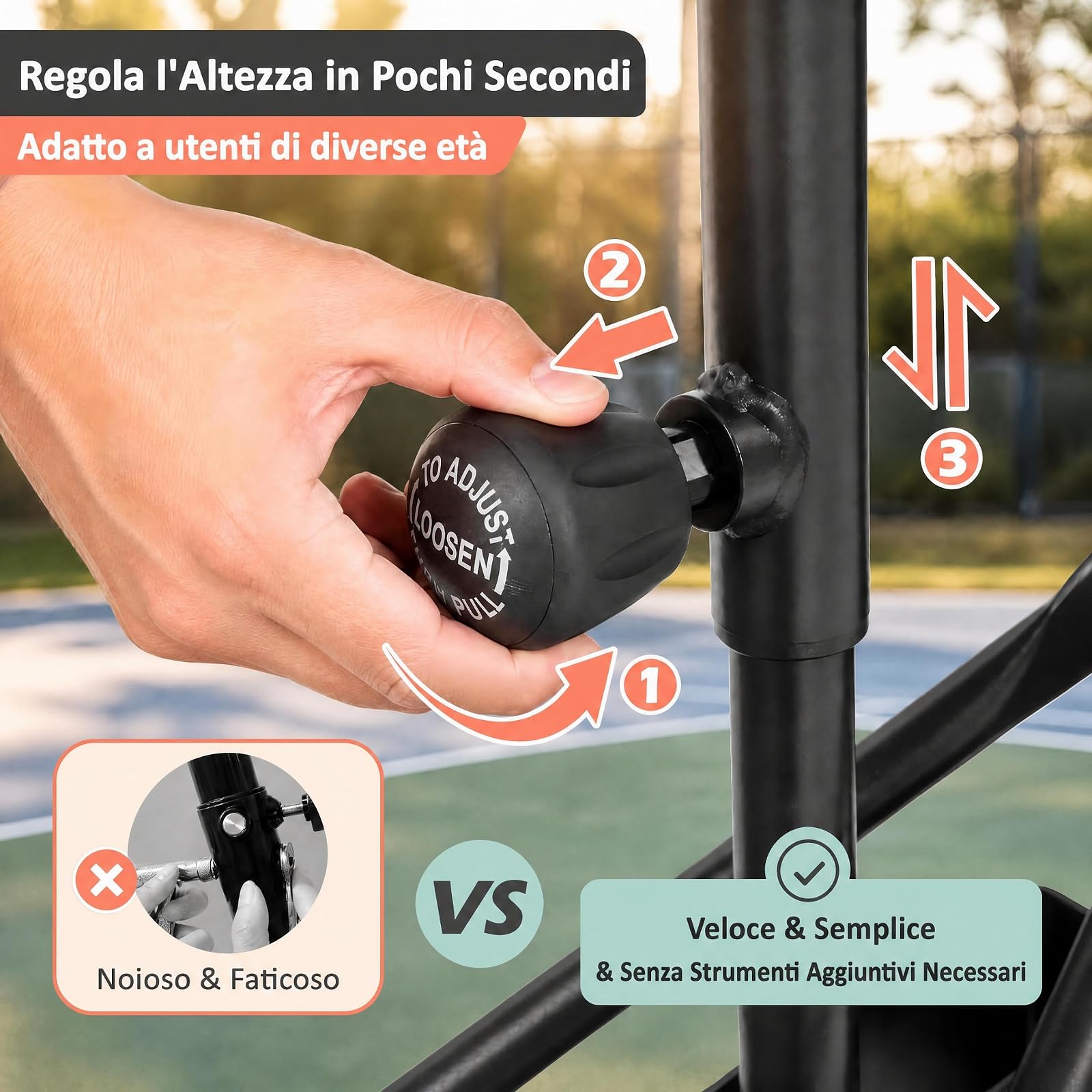 GYMAX Canestro da Basket per Adolesenti e Adulti, Altezza 173-305 cm