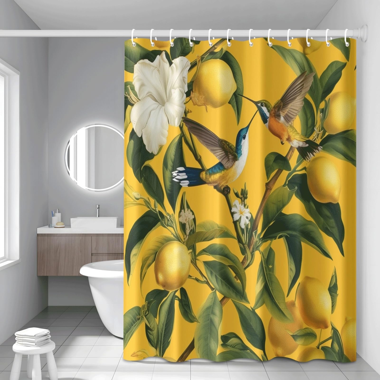 Rideau baignoire jaune pour illuminer la salle de bain des enfants