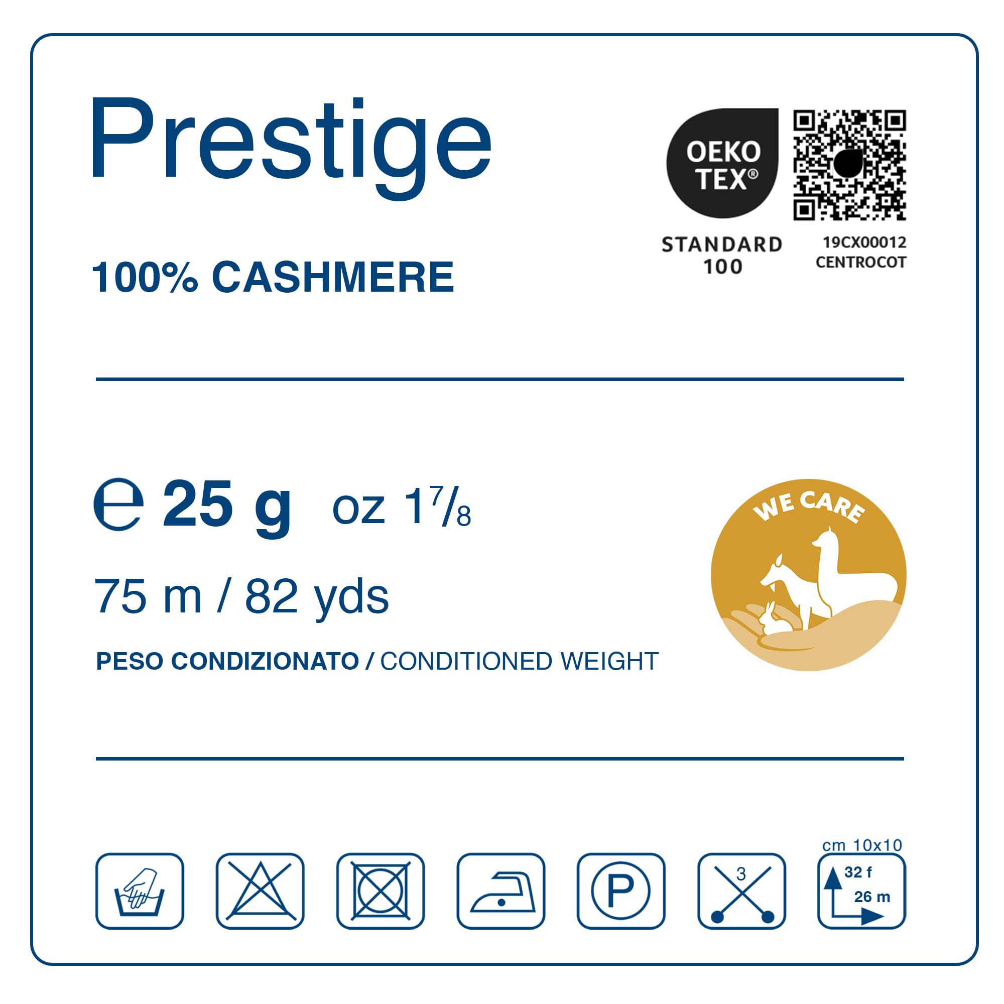 5 Gomitoli 100% Cashmere Lana Gatto Prestige Linea Luxury per lavoro a maglia e uncinetto, 125 gr. 375 mt (Blu - 13993, 5)