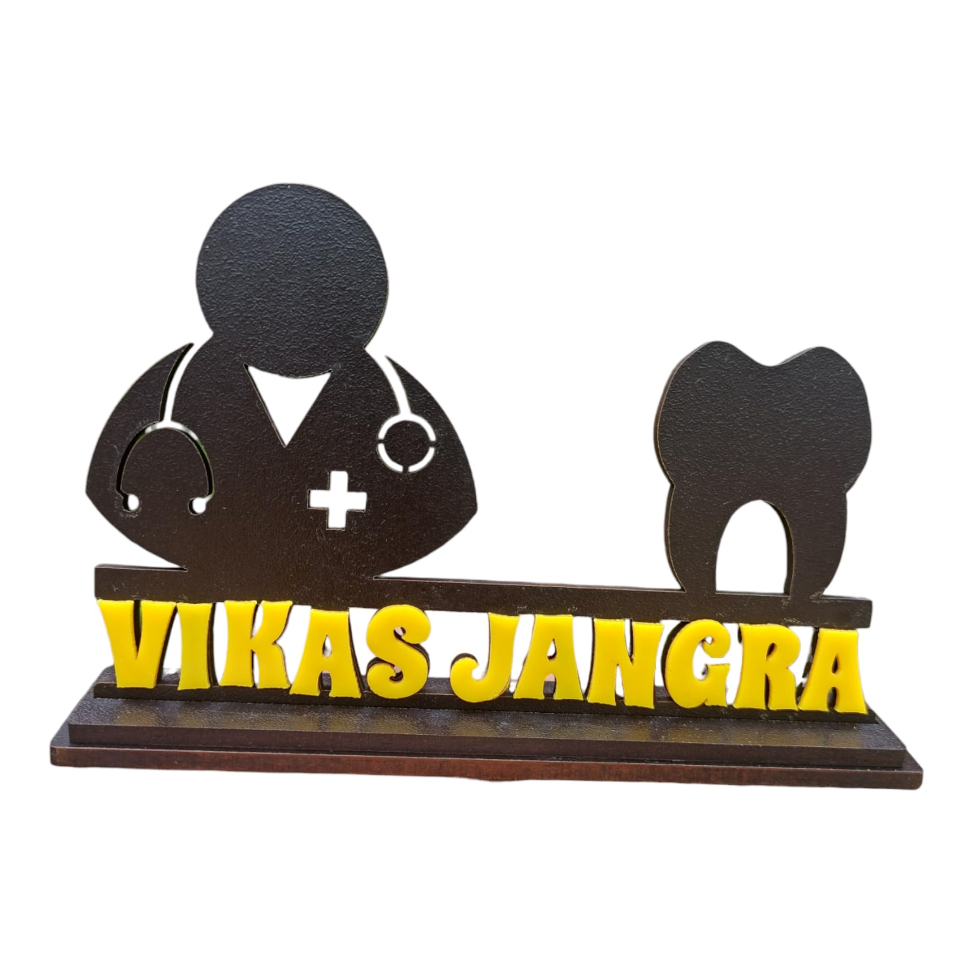 Dentist Name Plate - Personalized, 5x4 Inch, Black MDF with Acrylic Name Option - Table Top with Stand (B0CDGNW9TK) Amazon Price History, Amazon Price Tracker