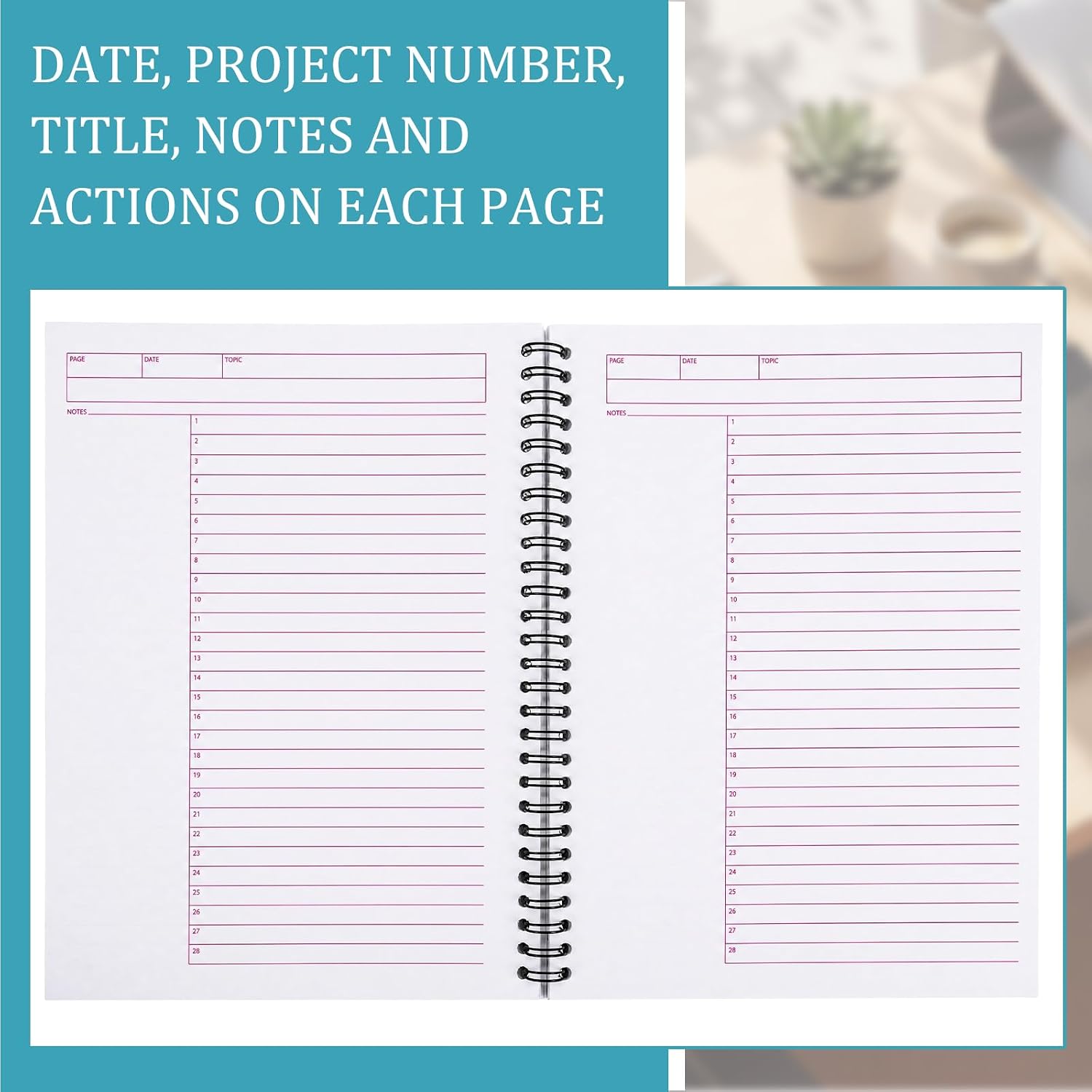 Resurhang 6 Pack Business Notebooks, Action Planner, 7-1/4" x 9-1/2", 80 Sheets, Perforated Pages, Meeting Notebook with Action Sections, Legal Ruled for Work & Planning image 3