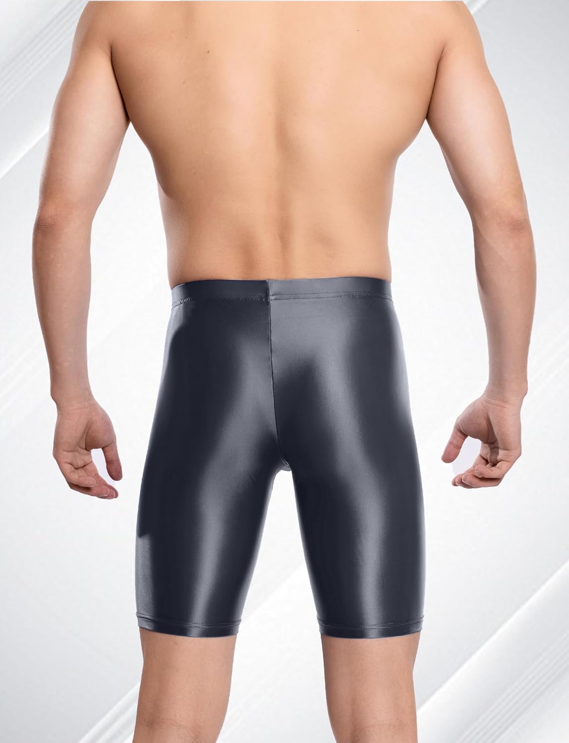 SEAUR Men's Shiny Sports Tights Shorts Oil Glossy Seamless Workout Compression Shorts See Through Trunks Underpants - Image 2