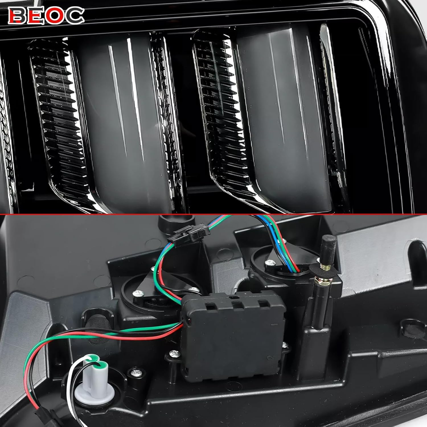 Sequential Tail Lights for 2005-2009 Ford Mustang Black Smoked LED Tube Signal Brake Lamps, Left + Right