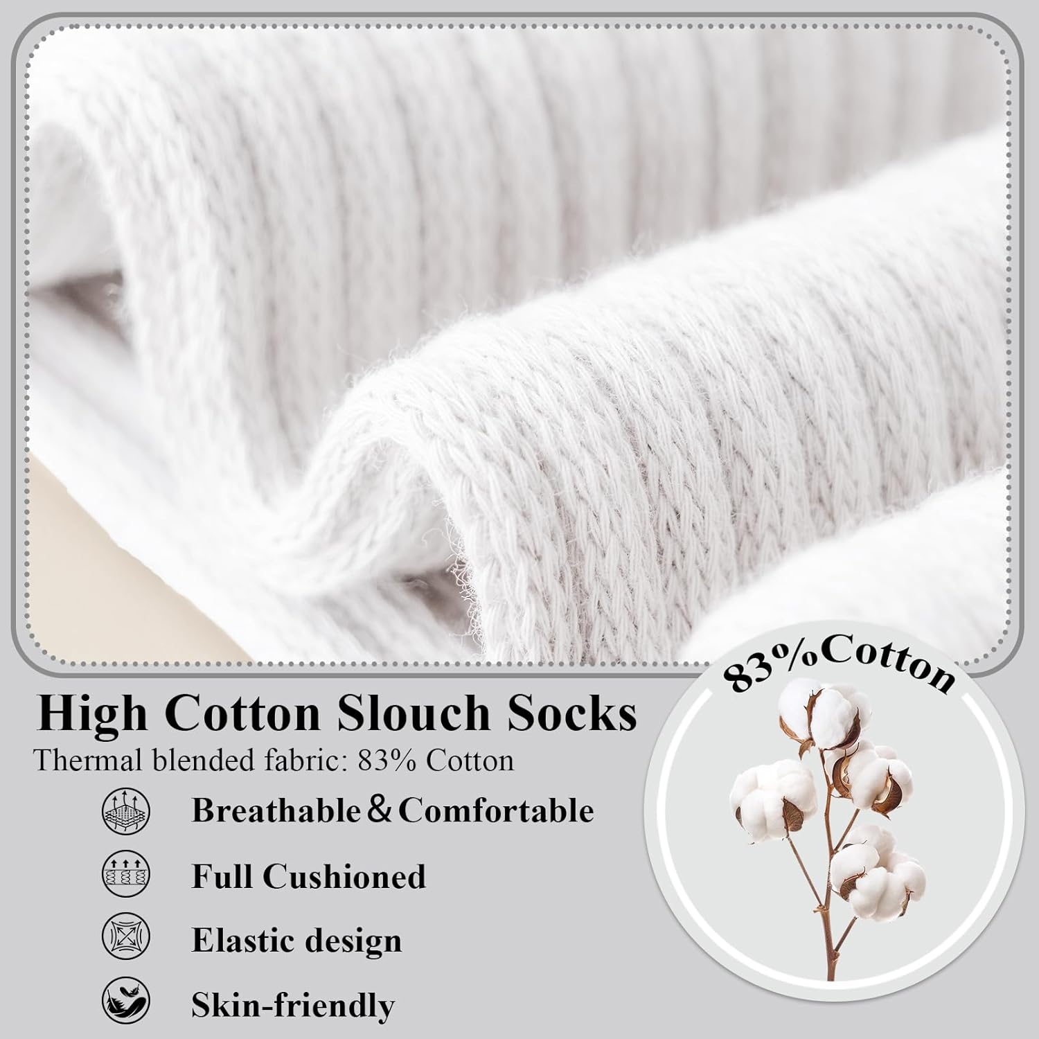 Mcool Mary Slouch Socks for Women Cozy Cotton Calf Retro Scrunch Tube Boot Socks for Casual 3 Pairs - Image 4