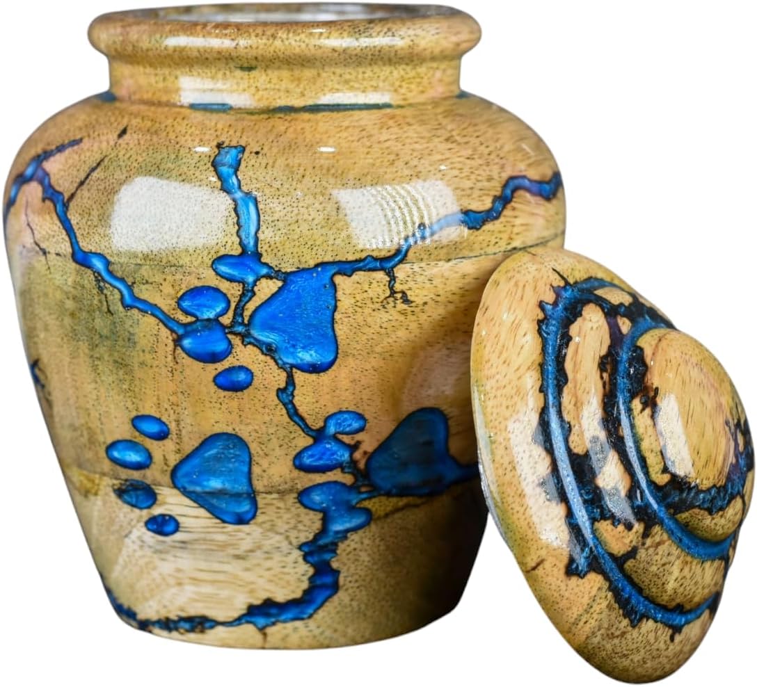 Cremation Urn for Pets Ashes Adult - Wooden and Resin Urns for Dog Ashes Box for Cats - Decorative Urns - Burial and Funeral Box (Dog Paw, Small - 20 lbs)