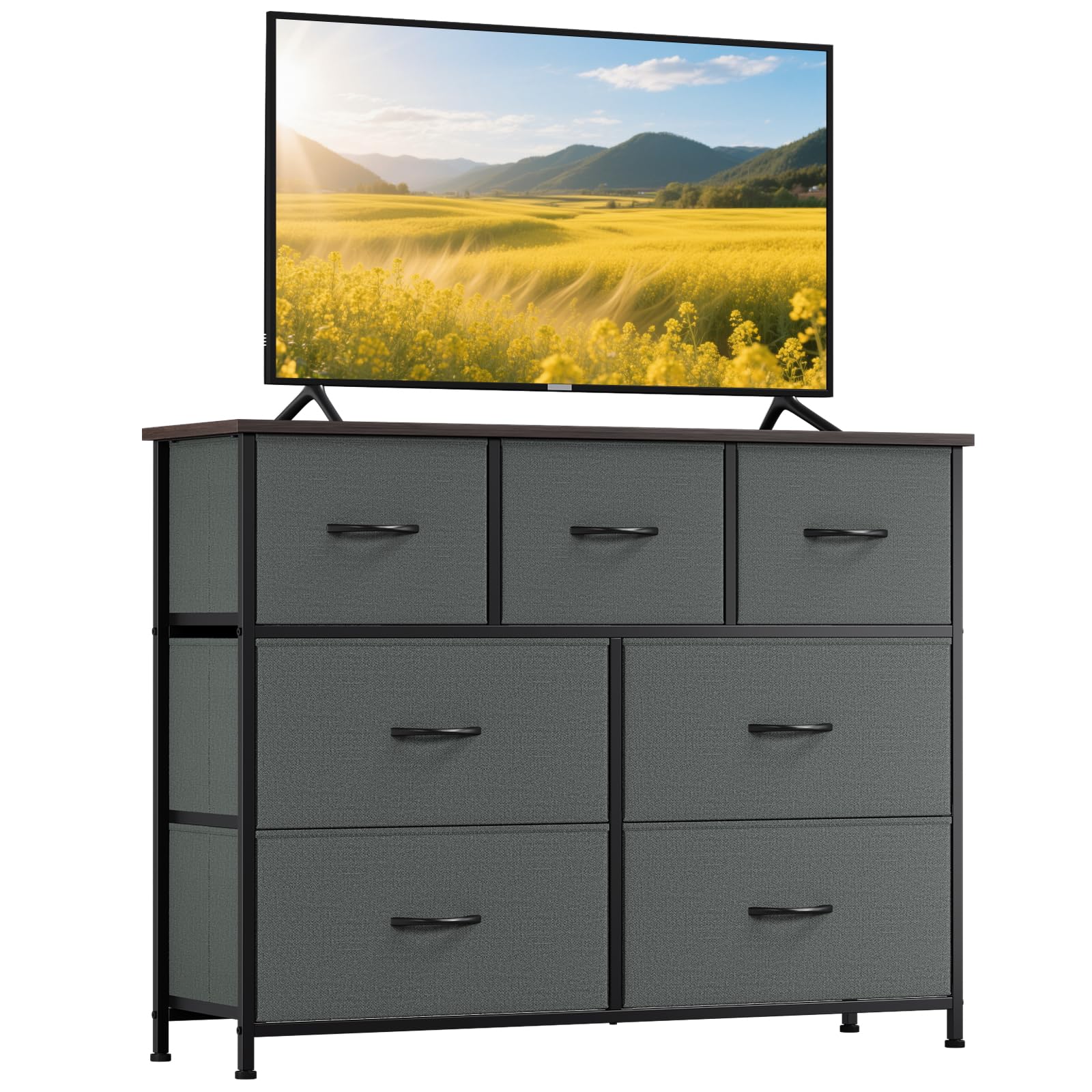 Somdot Chest of Drawers for Bedroom with 7 Drawers, Wide Storage Organiser Fabric Dresser for Closet Nursery Bedside Living Room Entryway Hallway, Charcoal Grey โ image 1