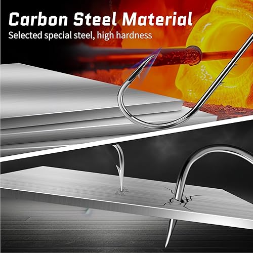 Miniatura 3 de FishTrip Ganchos de pesca compensados para cebo - 100 piezas anzuelo de pescado doble púavástago largoojo cerradonegro para aparejos de pesca agua