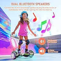 Vista 2 de LIEAGLE Scooter, Self Balancing Scooter with Bluetooth Speaker LED Lights Wheels,Dual 300w Motors, 7.5 mph Max Speed & 8.5 Miles Max Range, for