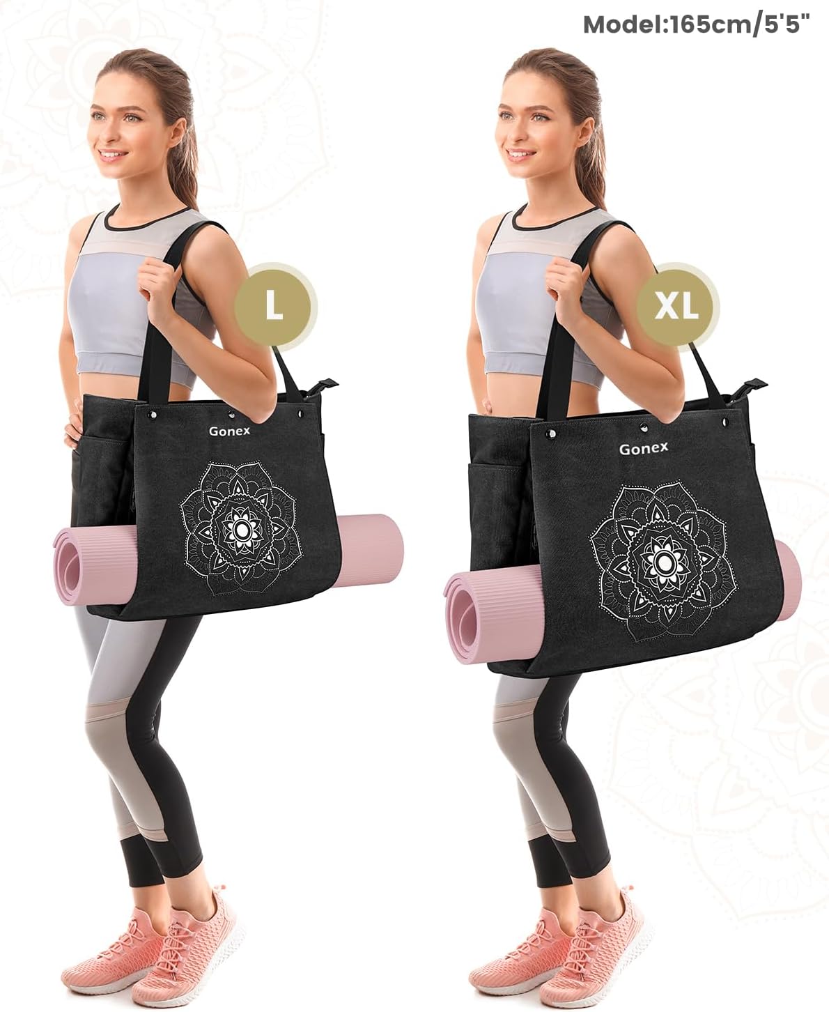 Gonex Yoga Mat Bag, Yoga Gym Bag Tote Bag with Multi Pockets For Women Men, Canvas Yoga Mat Carrier Take in Out Mat Easily For Pilates Travel Workout Office - Image 7