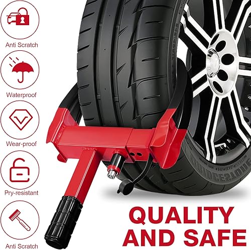 Miniatura 4 de 3 piezas de bloqueo de rueda para automóviles, bloqueo de rueda de remolque resistente, universal de seguridad antirrobo, abrazadera para neumáticos