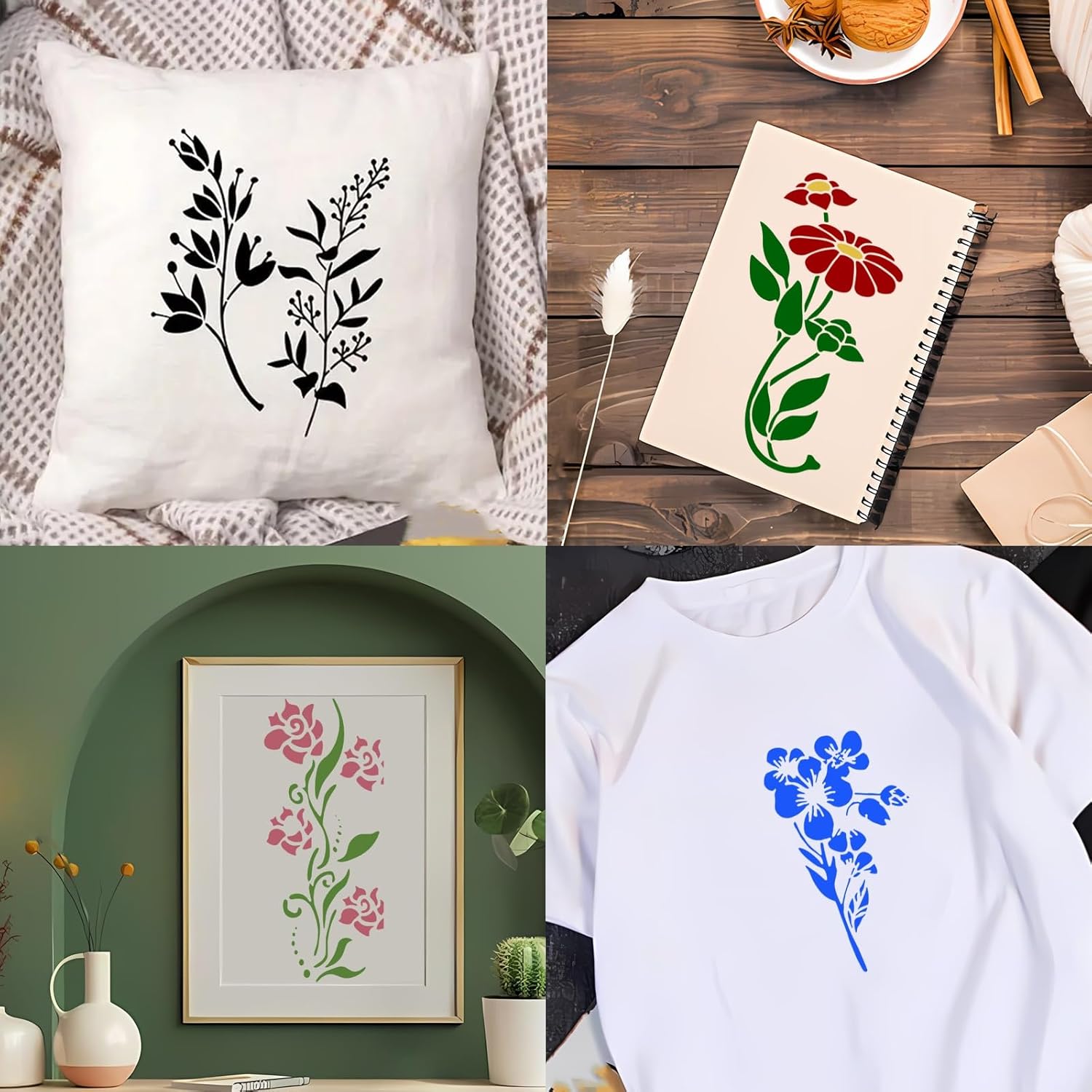 Garden Fence Large Flower Stencils, DIY Decoration, 2024 New Giant Reusable Floral Stencil for Garden Fence Wall Decor, Reusable Sunflower Flower Stencils(A+B+C+D)