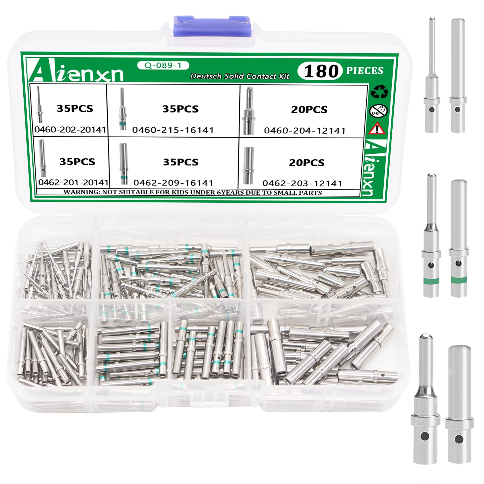 Aienxn 180PCS DT Pins Contact Size 12 16 20 Male Female Terminals, DT Connector/Terminal Kit for Deutsch Connector 12-22 AWG Wire Gauge