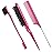 Geiserailie 3 Pcs Slick Back Hair Brush Set Bristle Brush Edge Control Teasing Comb for Women Black Hair(Rose Red)