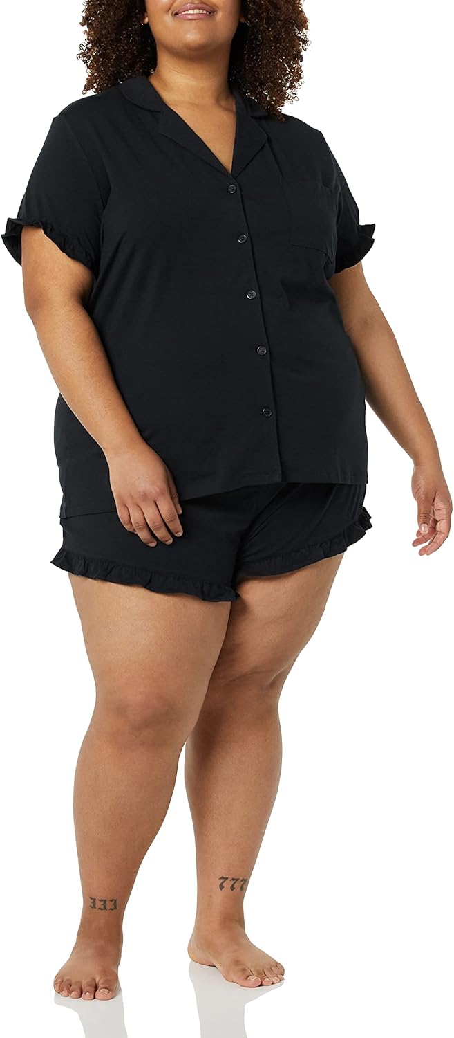 Amazon Essentials Women's Cotton Modal Short Pajama Set - Discontinued Colors - Image 4