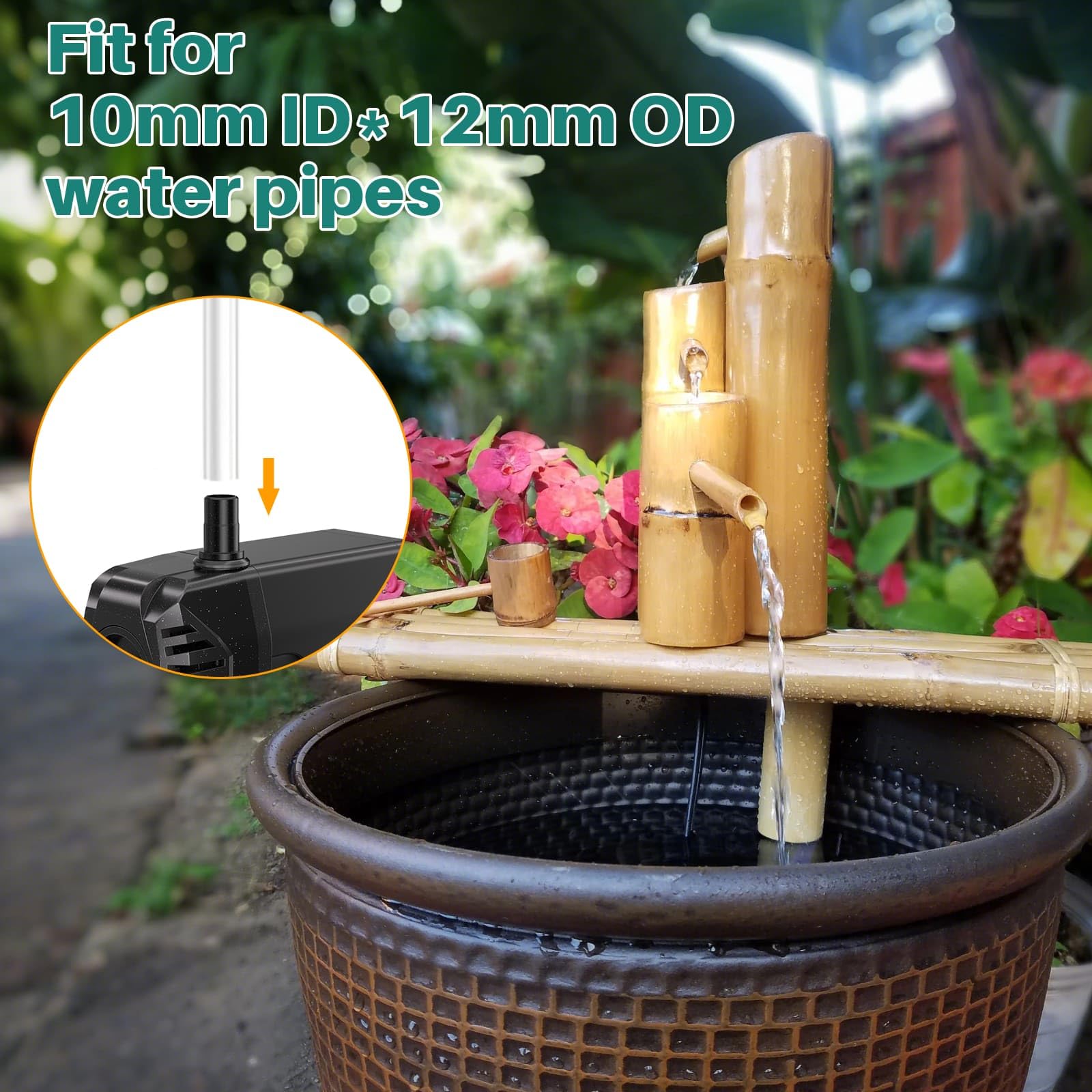 Biling Pompa dell'acqua 10 W 875 l/h per laghetto solare da 12 W a 20 W con filtro e protezione contro il funzionamento a secco, fontana solare per esterni, utilizzata con pannelli solari per piccoli