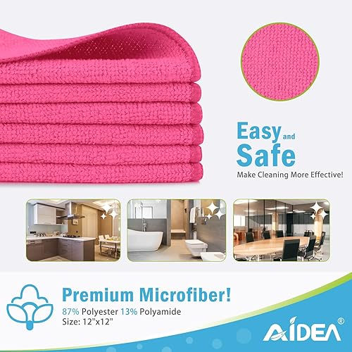 Miniatura 57 de AIDEA Paño de limpieza de microfibra, paquete de 24 toallas de microfibra suave para automóviles, trapos de limpieza absorbentes, paños de lavado