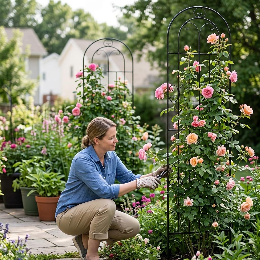 Traliccio Giardino Metallo Supporto, Orizzontali, Elemento per Orto, Passaggi, Per Proprietari Giardino, Nero, 180 cm Altezza 50 cm Larghezza