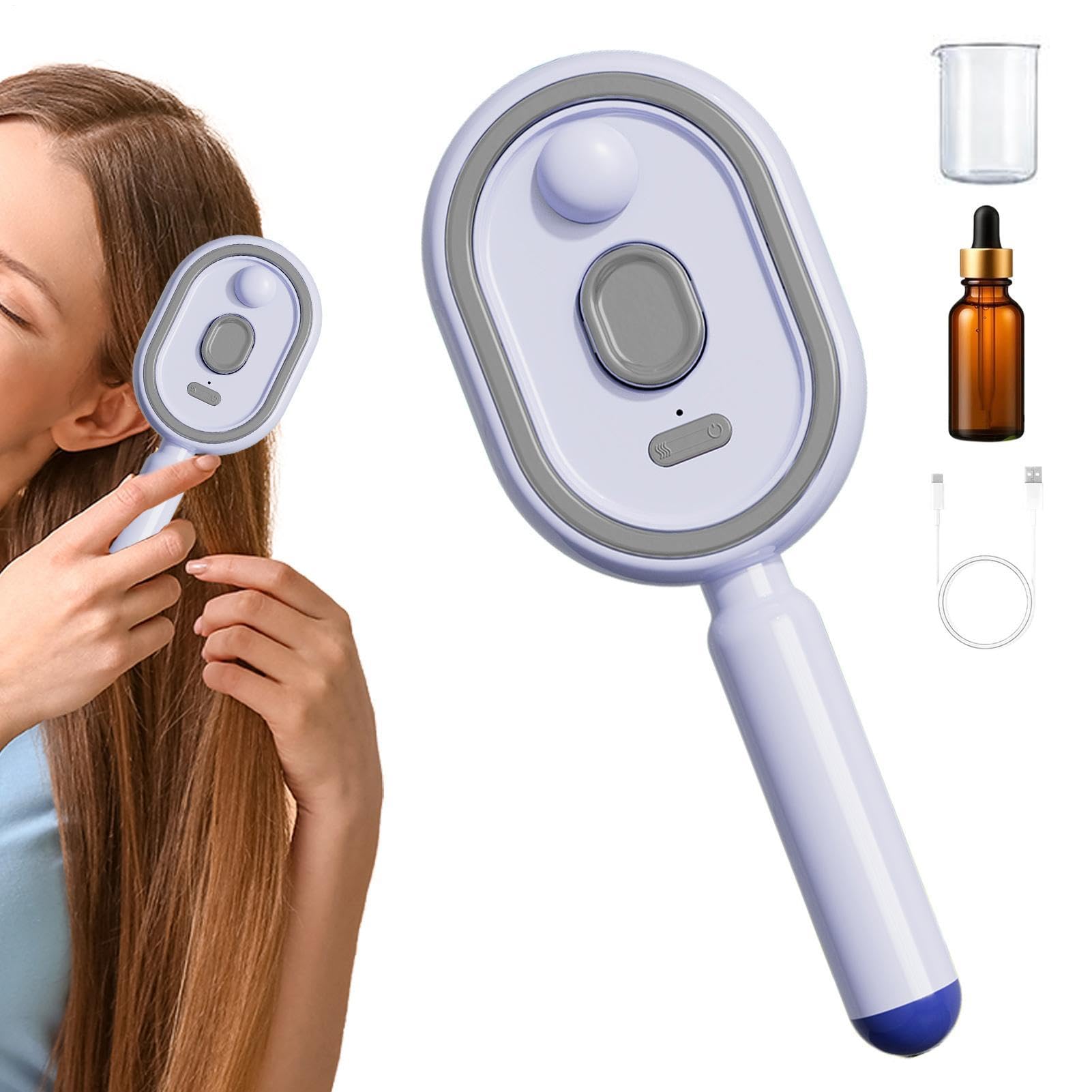 Multifunktionale Nasshaarbürste, Vibrations-Nebelkamm mit Rotlichttherapie und elektrischer Luftkissenmassage, antistatische Haarbürste zum Entwirren für Frauen, Home-Spa-Haarpflege