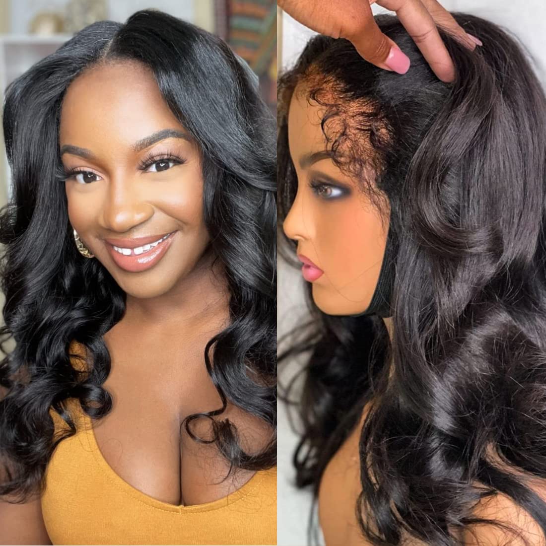 Donmily Hair 4C Kinky Edges Hairline 13X4 Lace Front Wigs