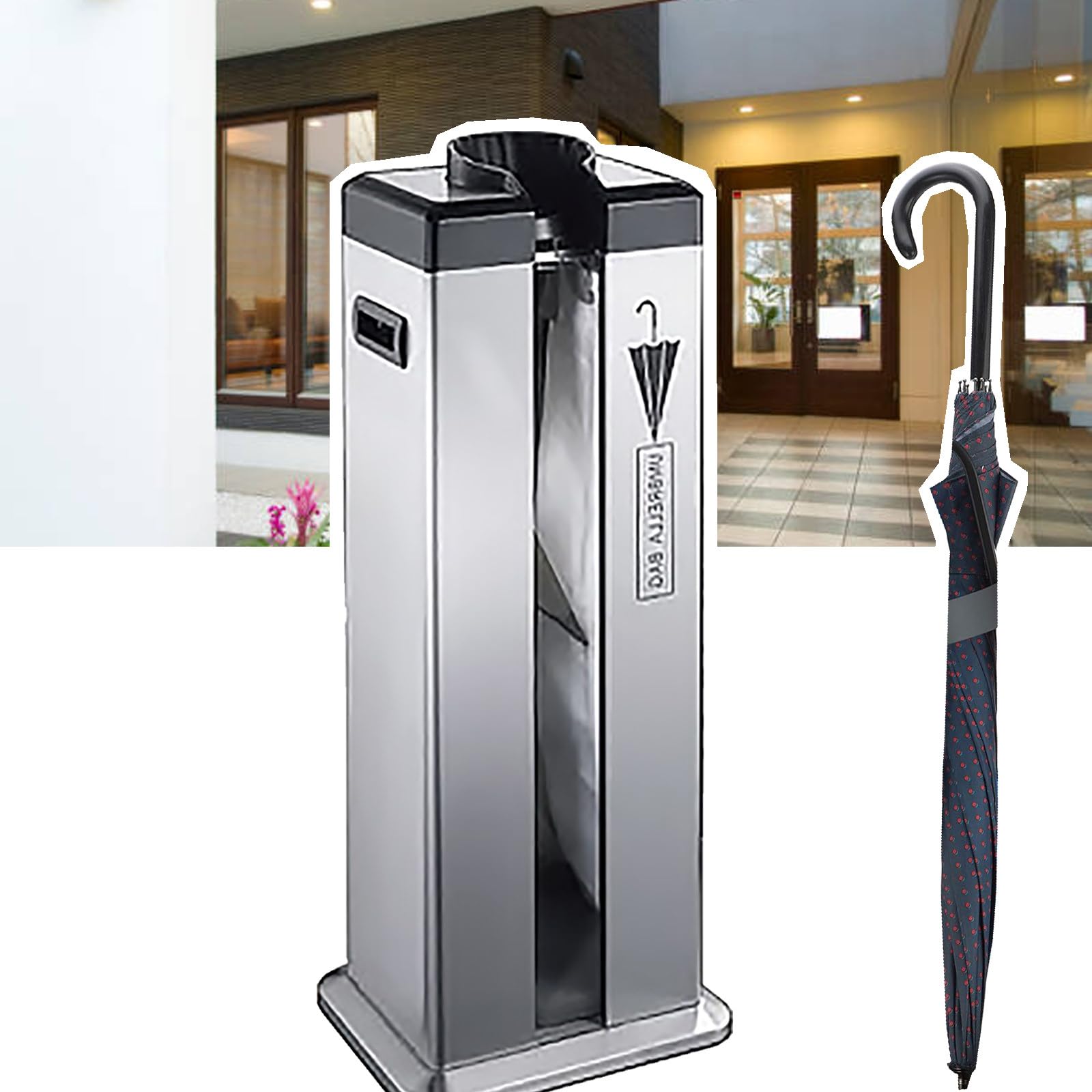 AYCDL Commercial Umbrella Packing Machine with Wheels and Bag Dispenser for Office, Hotel, Supermarket Use,B,B