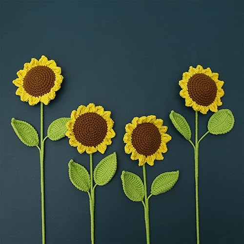 Miniatura 7 de Xuyuan Girasol de ganchillo, ramo de girasol de ganchillo eterno, decoración de girasol artificial, decoración de ganchillo de punto, decoración de