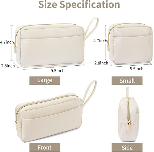 Miniatura 5 de MAANGE Bolsa de cosméticos de maquillaje organizador de viaje para accesorios, artículos de tocador, cosméticos, Beige-2 piezas, Bolsas de