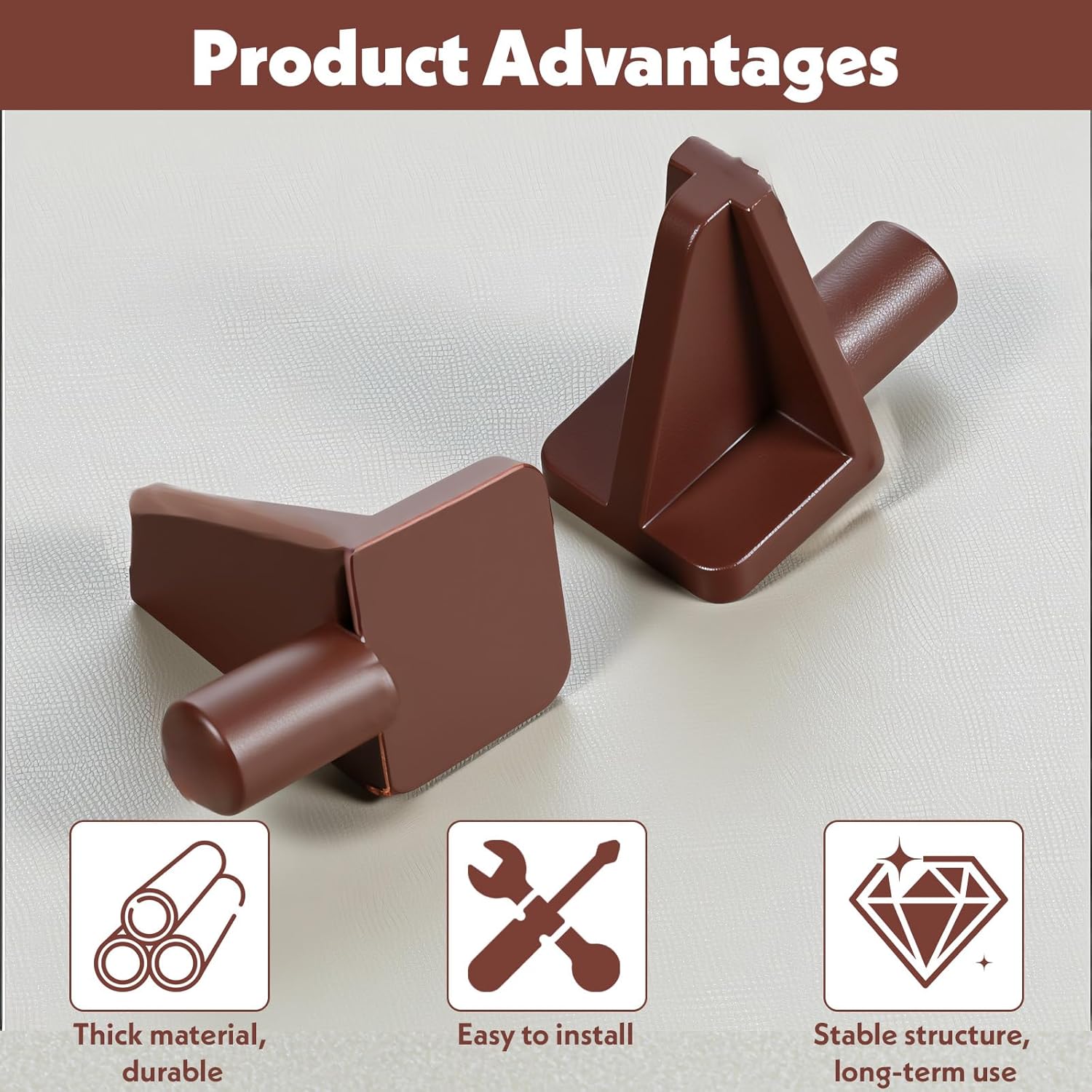 20 Pcs Plastic Shelf Pegs Brown Shelf Peg 5mm Pins Shelves Holders Pegs Shelving Clips to Hold Shelves for Bookcase Cabinets Cupboard Kitchen Furniture Bracket