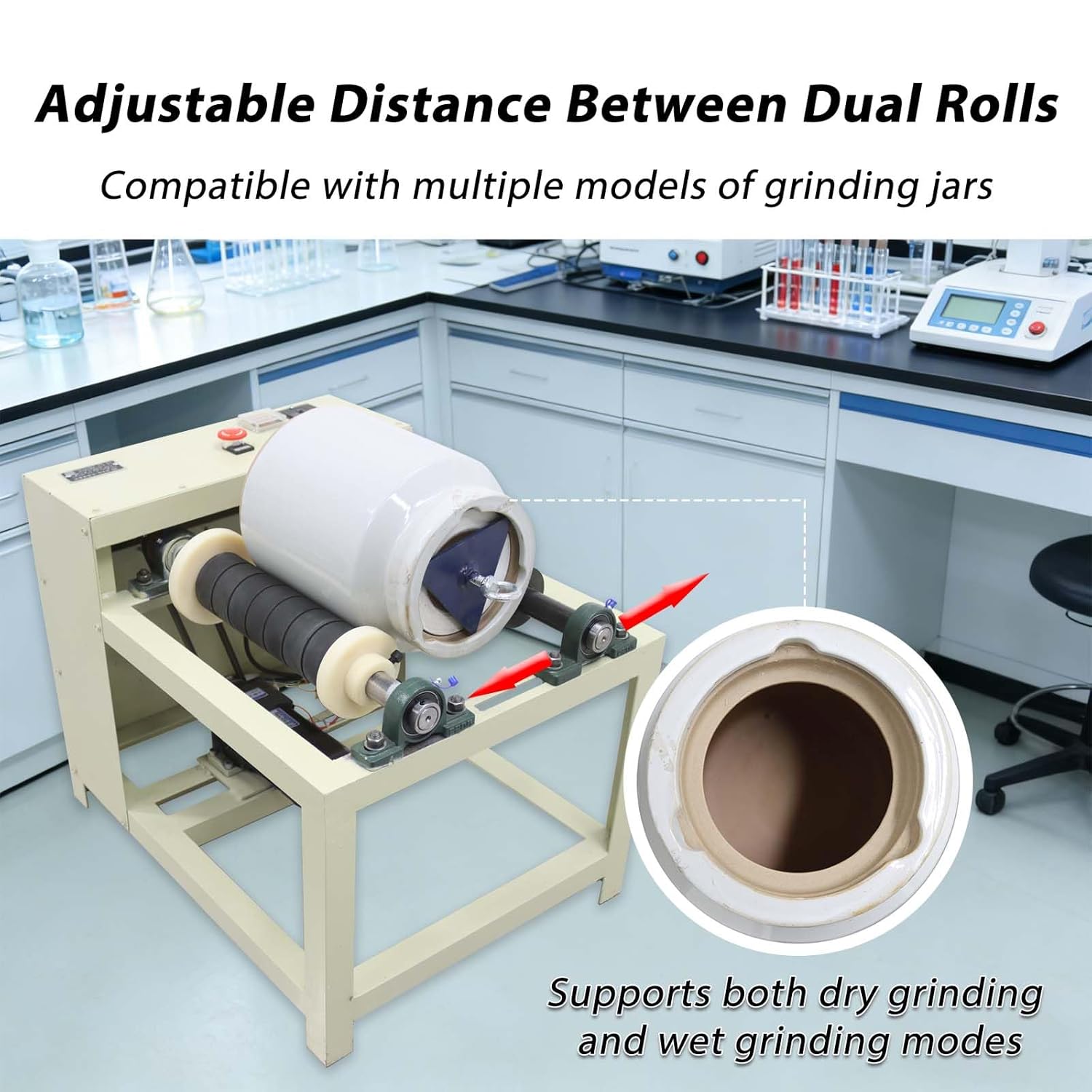 220V 5 L Laboratory Ball Mill, High-Speed Lab Powder Grinder for Ceramic/Medicine/Soil Powder Grinding, Ceramic Ball Mill with Alumina Milling Balls，0-99H Timer(Dry & Wet Grinding Jar)