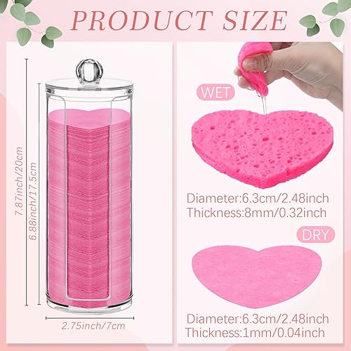 Vista 77 de Sieral 120 esponjas faciales comprimidas con contenedor, almohadillas de esponja desechables para lavar la cara, exfoliante, esteticista, Verde