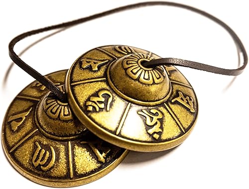 VIIN POPO - Campanas tibetanas Tingsha, instrumento de meditación de yoga de latón hecho a mano en Nepal curación de chakras, alivio del estrés,