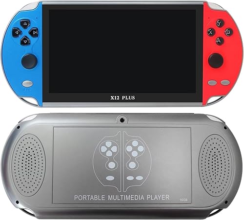 Miniatura 7 de X12 Plus Pantalla HD de 7 pulgadas MP5 portátil de mano incorporado 10000+ juegos precargados, doble joystick nostálgico Arcade máquina de