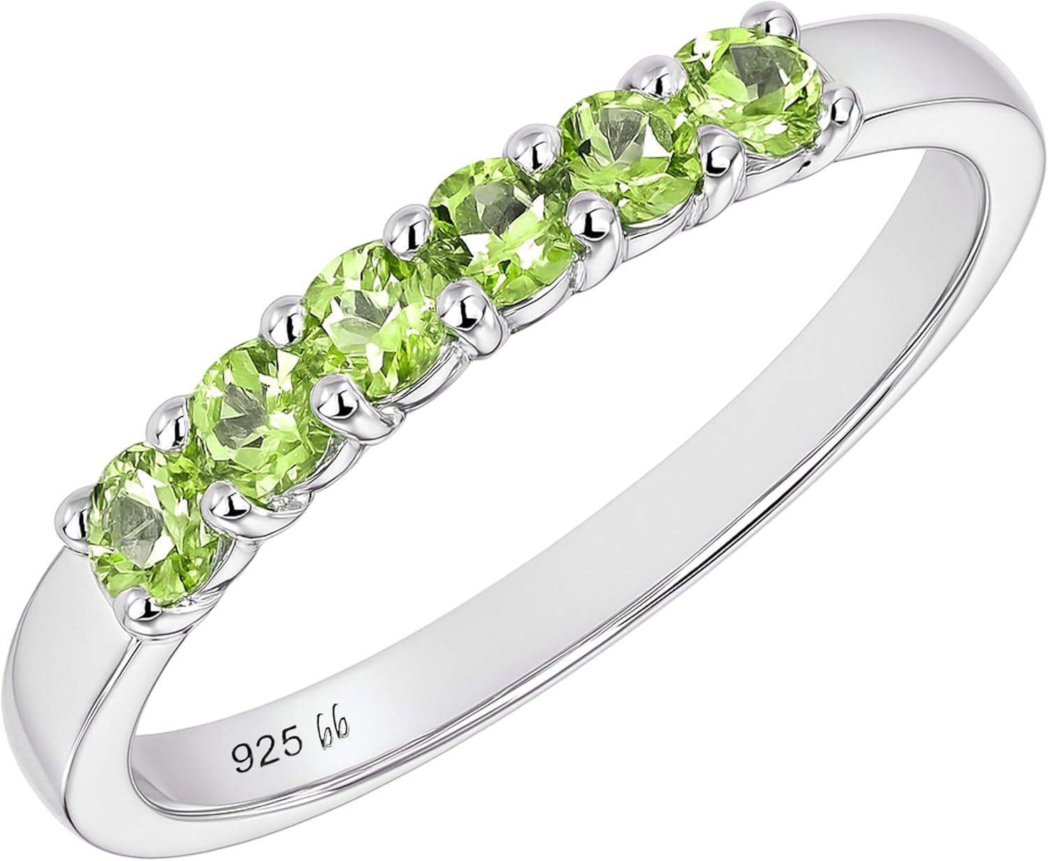 Boston Bay Diamonds Rhodium Plated 925 Sterling Silver 7-Stone Birthstone Gemstone Stacking Anniversary Ring