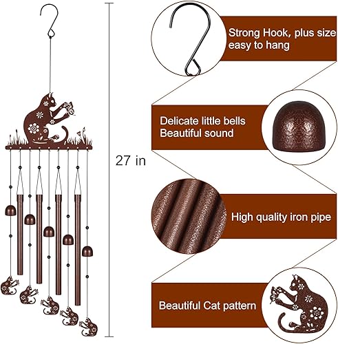 Miniatura 5 de Campanillas de viento de gato para exteriores, campanillas de viento conmemorativas para mujeres y abuela, decoración de jardín de patio, campanilla