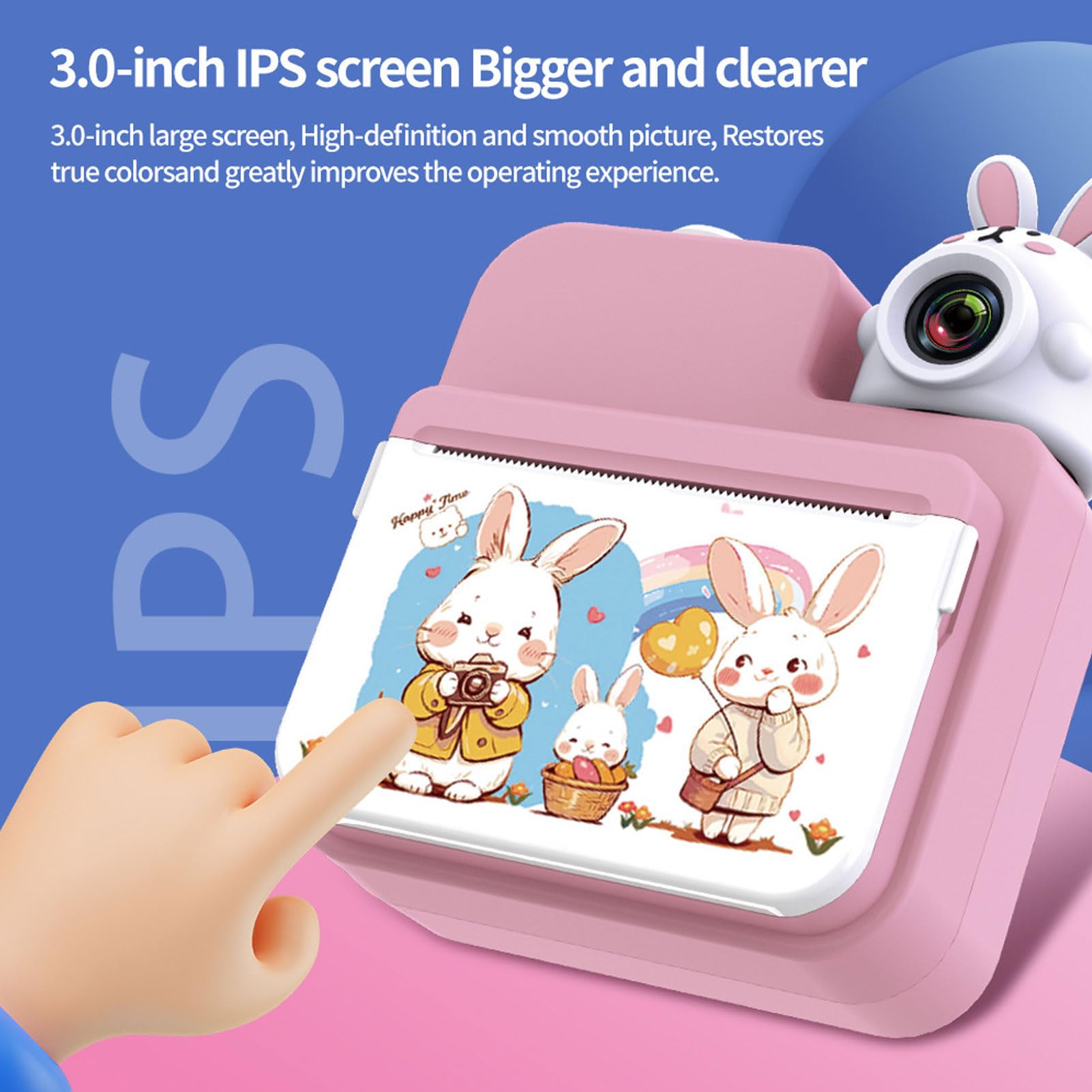 Caméra Numérique à imprimé instantané, Caméra de Voyage Portable 32MP 1080p 1080p Cartoon Cartoon avec écran de Couleur de 3 Pouces pour Les Cadeaux d'anniversaire pour Les
