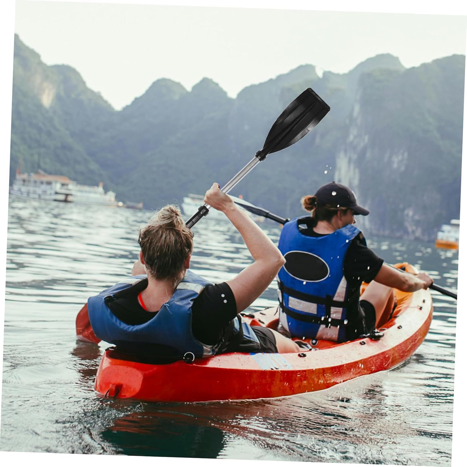 Happyyami 1set Lightweight Aluminum Alloy Kayak Paddles Detachable for Inflatable Boats Dinghies Paddleboarding Easy to Carry for Fishing and River Tubing