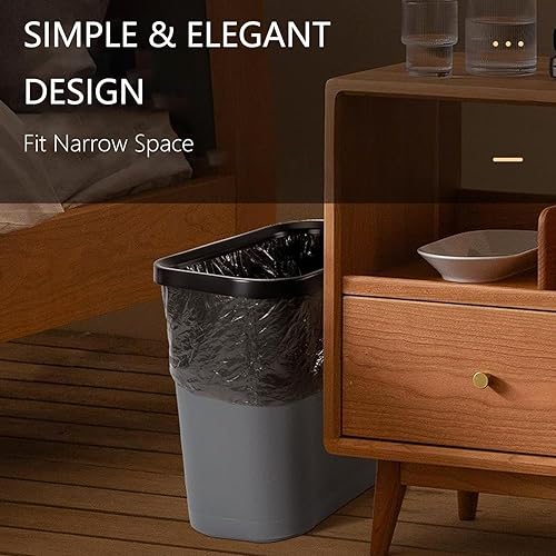 Miniatura 5 de Paquete de 4 botes de basura pequeños, 2 galones8 litros, color azul y gris, para oficina, dormitorio y cocina, cubo de basura de baño, se adapta a
