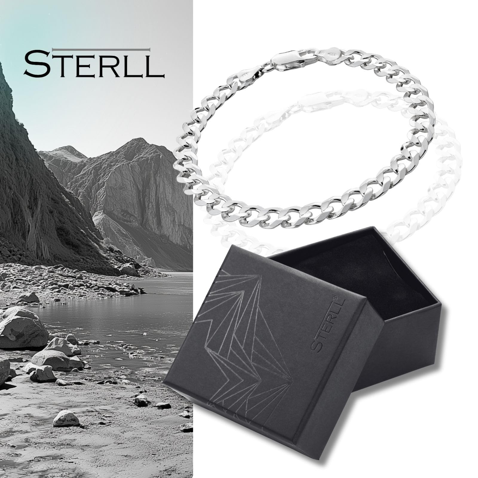 Herren-Armband aus massivem 925 Silber, ideal als Geschenk für Mann oder Freund, mit Schmuckbox