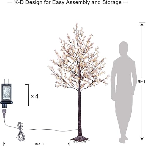 Miniatura 8 de Lightshare Árbol de gypsophila iluminado de 6 pies, 176 luces LED, flores artificiales para el aliento del bebé con luces para boda, hogar,