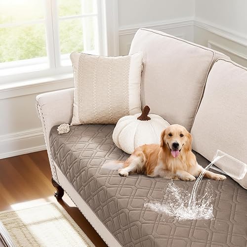 Miniatura 16 de PrinceDeco Manta impermeable de 5 capas para perro, protector antideslizante de muebles para sofá (32 x 82 pulgadas, roble francés) Roble