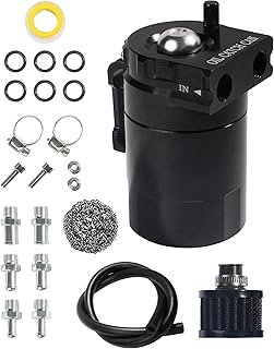 Aluminum Oil Catch Can,Oil Separator Catch Can,300ml Oil Catch Can Tank Kit,Universal Oil Catch Can Tank Polish Baffled Reservoir,Oil Separator Catch Can With Hose Kit for Car Truck Engine