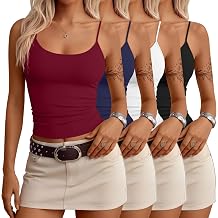 4 Pack Womens Open Back Camisole Tank Tops